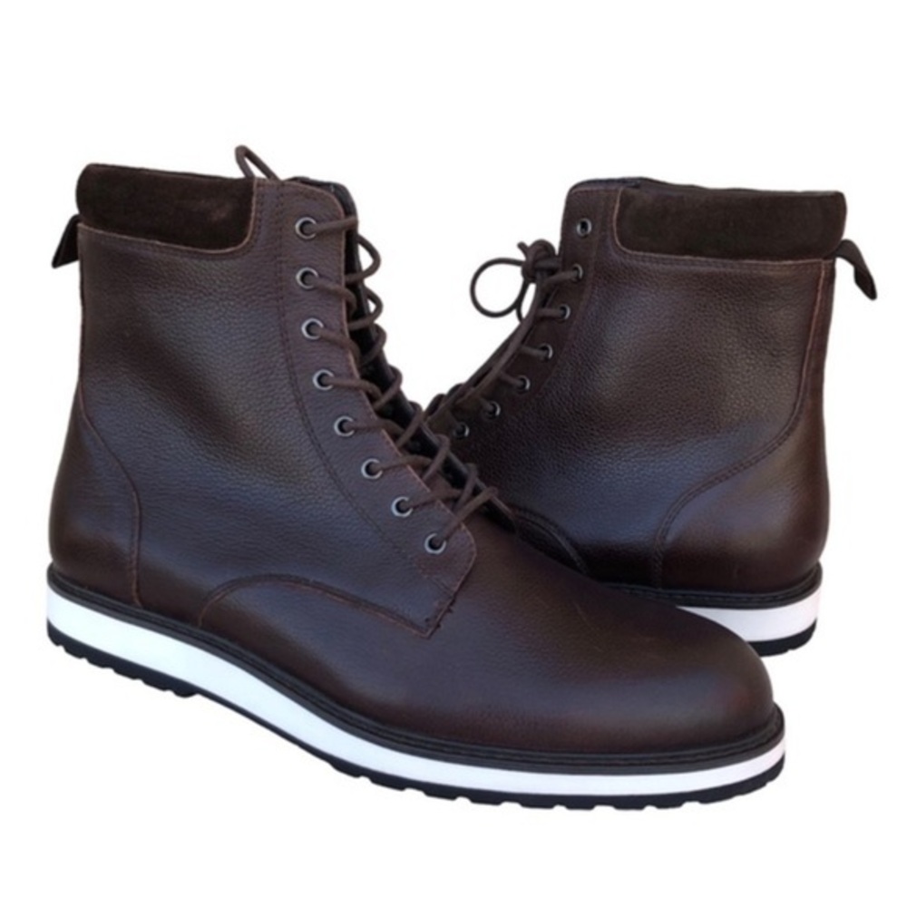 Express Men's Leather Brown Casual Versatile Lace Up Boots Size 12